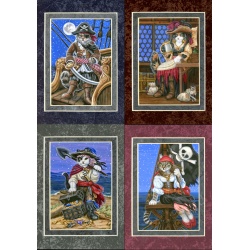 Pirate Cats -5x7 Set of 4 